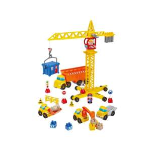 Abrick Műanyag Építőkészlet - Építkezés és Munkagépjárművek, daru, teherautó, kotrógép és egyéb építőipari járművek - Abrick