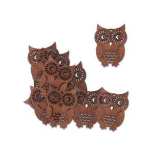 12 pachete de tăieturi din lemn de bufniță maro, 5x3,5 cm, perfecte pentru artizanat și decorare - Inscripții din lemn & elemente decorative
