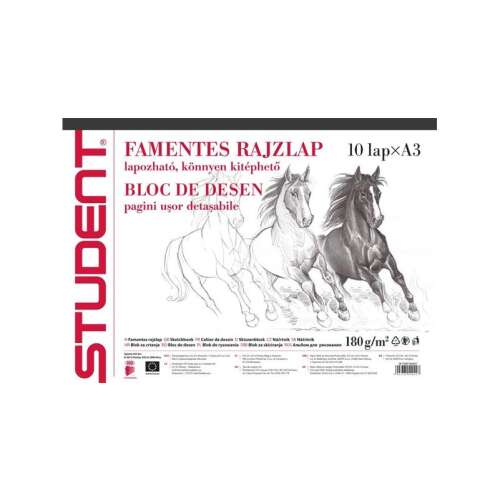 Student A3-as rajzlap, 10 lap, könnyen kitéphető, 180g/m² - Füzet