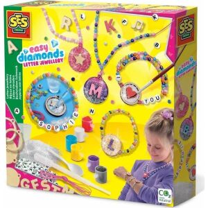 SES Creative Letter Jewellery Making Kit with Beads, create personalized necklaces and bracelets - SES Creative