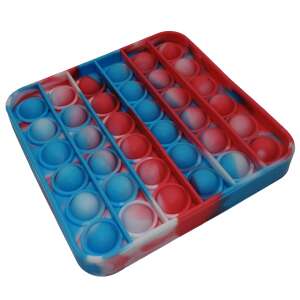 Антистрес играчка, Pop it, силиконова, квадратна, 12.5 см, червено-синя 64145209 - Топче за стрес