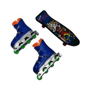 IdeallStore® Finger Maniac fingerboard set, includes a skateboard and a pair of rollerblades - Figure