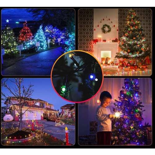IdeallStore® Jolly Spirit multicolor Christmas lights, 300 LED lights, 23 meters long, 8 functions, timer, collage of different usage examples