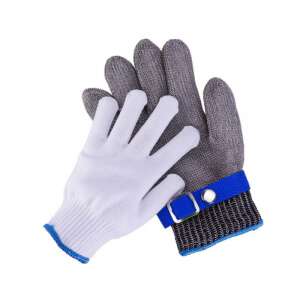 IdeallStore® schnittfeste Handschuhe, Level 9 Schnittschutz, Größe L, Edelstahl, Silber, Paar Handschuhe auf weißem Hintergrund - Arbeitshandschuhe