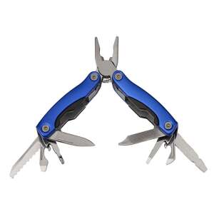IdeallStore® мини многофункционален инструмент, Survival Instict, син, отворен, показващ всички инструменти - Многофункционален инструмент