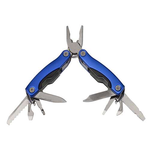 Mini multifunkčné kliešte, Survival Instict, nehrdzavejúca oceľ, 9 funkcií, 14 cm, puzdro súčasťou balenia, modré