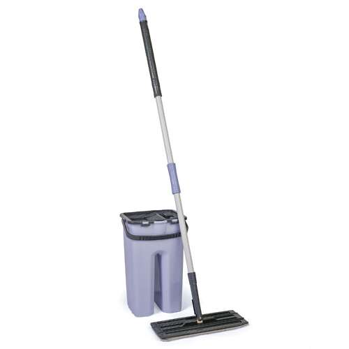 Set mop plat cu găleată divizată, include mop, mâner, storcător și găleată divizată