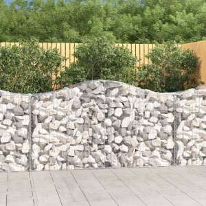 vidaXL horganyzott acél gabion kosár, ívelt, 40 db, 200x50x100/120 cm, kerítés, dekoratív, hangszigetelő - Kerítéselem