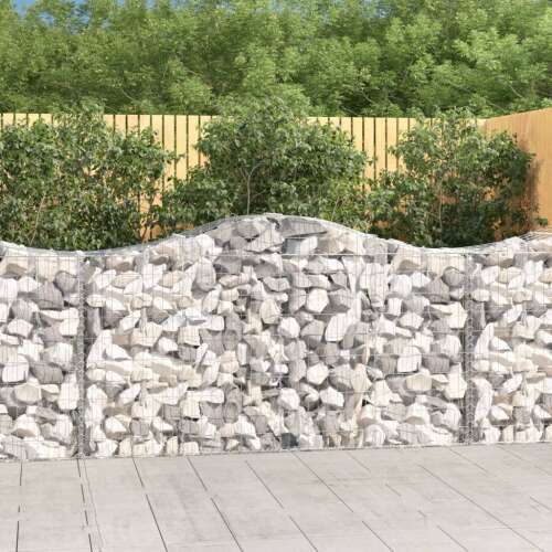 vidaXL horganyzott acél gabion kosár, ívelt, 40 db, 200x50x100/120 cm, kerítés, dekoratív, hangszigetelő