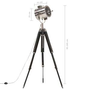 vidaXL Háromlábú állólámpa állítható magassággal, fekete és ezüst, 95-165 cm - Állólámpa