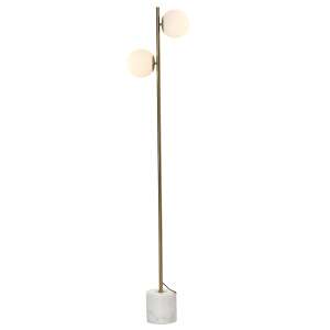 HomCom lampa de podea cu 2 abajururi, 35x35x165 cm, aurie