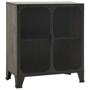 vidaXL gray metal and MDF storage cabinet with mesh doors - Office Furniture