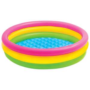Piscină gonflabilă Intex Sunset, design cu 3 inele, roz, galben, verde - Intex