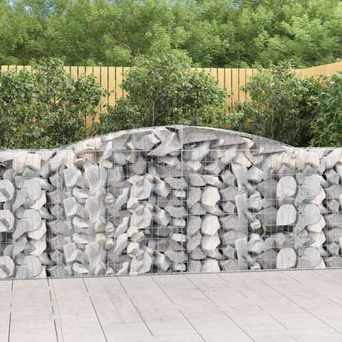 vidaXL 25 db horganyzott acél gabion kosár, 400x50x100/120 cm, kövekkel töltve, kerti fal, dekoratív, hangszigetelő