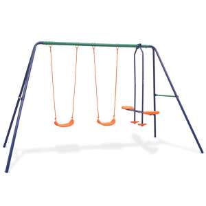vidaXL 4-seater swing set with orange seats - Outdoor Swing