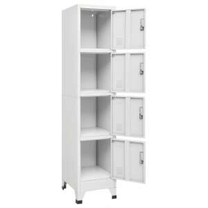 vidaXL 4-compartment locker, white, metal, 38 x 45 x 180 cm, open doors - Office Furniture