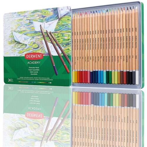 Derwent Academy 24 Aquarellstifte im Metallkasten