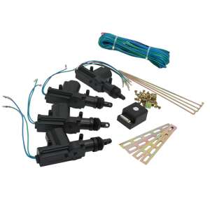 Central locking system kit with 4 door locking motors, control unit, wiring harness, mounting accessories - Vehicle alarm & lock