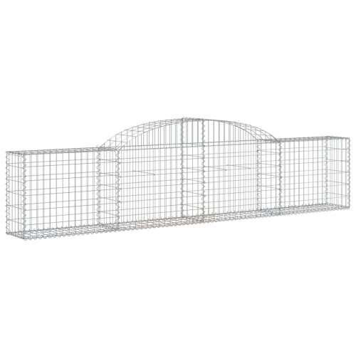Horganyzott acél gabion kosár, 300 x 30 x 60/80 cm, ívelt tetejű, kerti dekorációhoz és hangszigeteléshez - Magaságyás