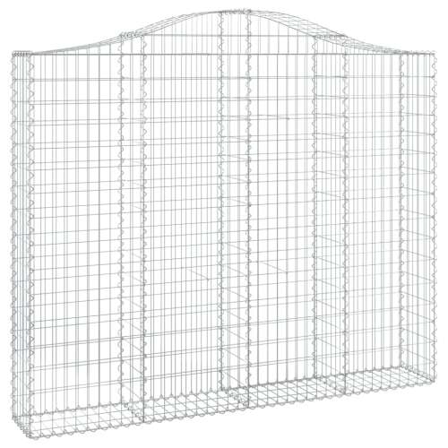 horganyzott acél gabion kosár, 200x30x160/180 cm, ívelt tetejű, kerti dekorációhoz és hangszigeteléshez - Magaságyás