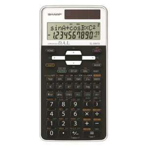 Calculator științific Sharp EL-506TSB cu 470 funcții, 10 cifre, 2 rânduri, cu energie solară, alb și negru - Sharp Calculatoare de birou
