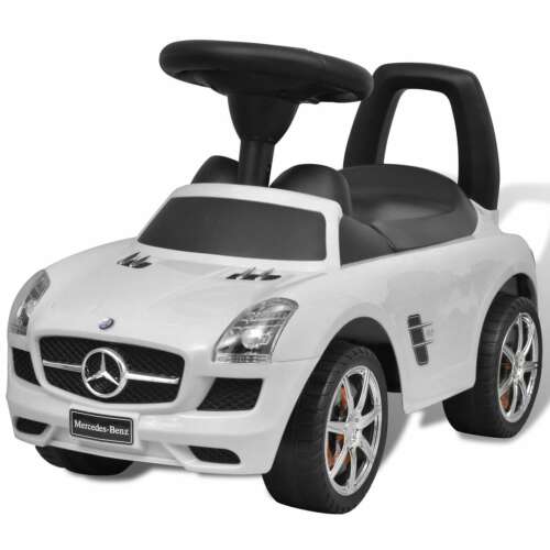 Fehér Mercedes-Benz toló autó kisgyermekeknek, elülső nézet - Bébitaxi