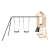 vidaXL wooden playhouse with slide and swings, back view, natural wood
