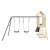 vidaXL wooden playhouse with slide and swings, back view, natural wood