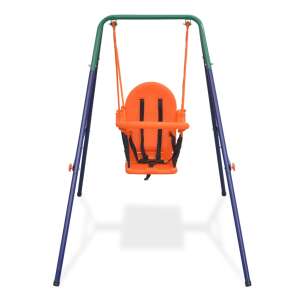 Orange baby swing set with safety belt for toddlers - Outdoor Swing
