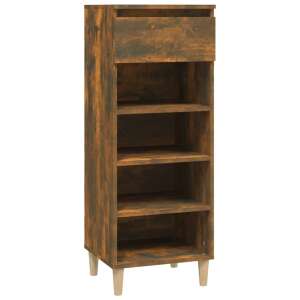 Smoked oak mounted wooden shoe cabinet 40x36x105 cm 64314847 - Furniture