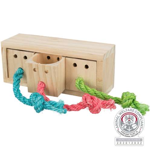 Trixie Aktivitás Kockák Fa Rágcsáló Játék Három Rekeszes Kötelekkel