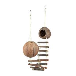 Trixie Kókuszból Játszó Kötél és Házikó, Rágcsálóknak, 13-100 cm, 62103 - Rágcsáló játék