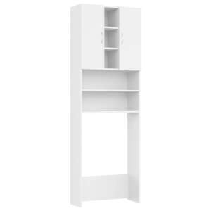 White washing machine cabinet with doors and shelves - Furniture