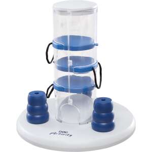 Trixie Gambling Tower Jucărie interactivă pentru câini, 25 cm/27 cm, albastru și alb, plastic transparent, 3 niveluri, jucărie pentru câini - Jucării pentru câini