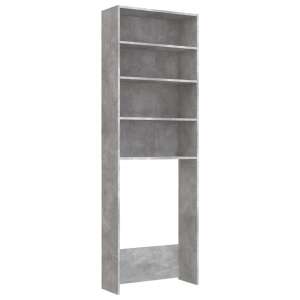 Betongrauer Waschmaschinen-Schrank mit 4 Regalen, 64 x 24 x 190 cm - Badezimmerschrank