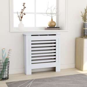 Husa pentru radiator alb, 78 cm, MDF, design cu lamele, dulap pentru radiator, husă pentru radiator, husă pentru radiator pentru living - Accesorii pentru șemineu și sobă