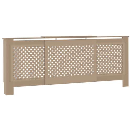 Radiátor burkolat, bézs, MDF, 142-205 cm, rácsos mintával, elülső nézet - Radiátor takaró