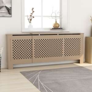 Husa pentru radiator, bej, MDF, 142-205 cm, cu design de plasă, pentru decorarea casei - Accesorii pentru șemineu și sobă