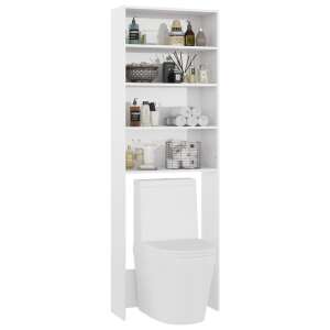White bathroom cabinet with shelves, placed above a toilet - Bathroom cabinet