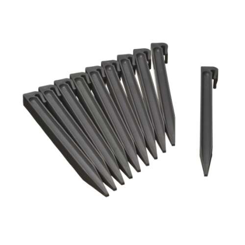10 pack of gray plastic garden edging stakes