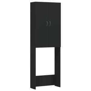 Black washing machine cabinet with two doors and three shelves - Bathroom cabinet