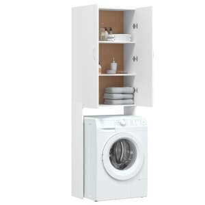 White bathroom cabinet with two doors and three shelves, open view - Bathroom cabinet