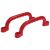Two red plastic safety handles for playground equipment.
