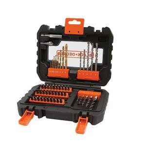 Black & Decker A7232-XJ 50-elementowy Zestaw Wiertła i Bitów Tytanowych, Czarno-Pomarańczowy