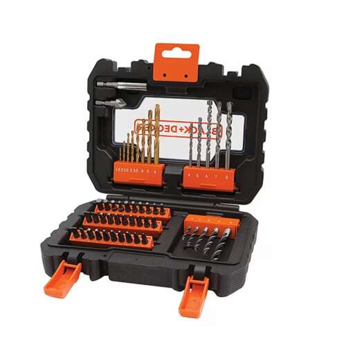 Black & Decker A7232-XJ 50-dielna sada vrtákov a bitov z titánu, Čierno-oranžová