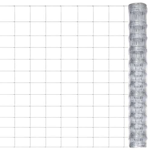 vidaXL horganyzott acél kerti kerítés, 50 x 1,25 m, ezüst, drótháló kerítés, kerti kerítés panel, csirkeháló kerítés, háziállat kerítés, kerti bekerítés - Kerítéselem