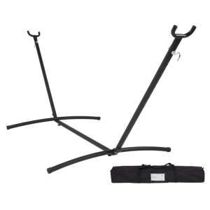 Black metal hammock stand with carrying bag, 150kg capacity - GardenLine
