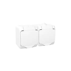 Schneider CEDAR PLUS GYV weiß 2x2P+F Außensteckdose mit Klappe, IP44 - Schneider