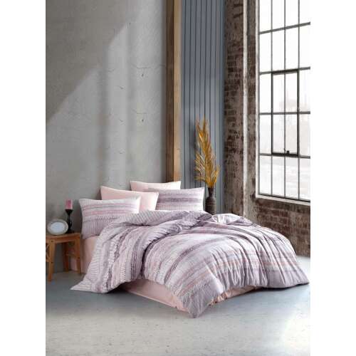 Lilac színű, 3 részes, egyszemélyes ágyneműhuzat szett, 100% pamut renforcé, cipzárral
