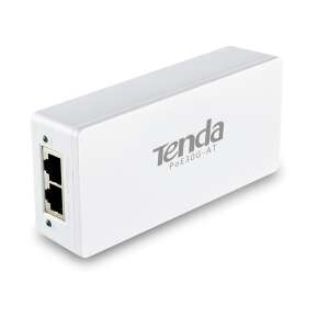 Tenda PoE30G-AT Gigabit 2-port PoE injector, white, angled view - Network Card